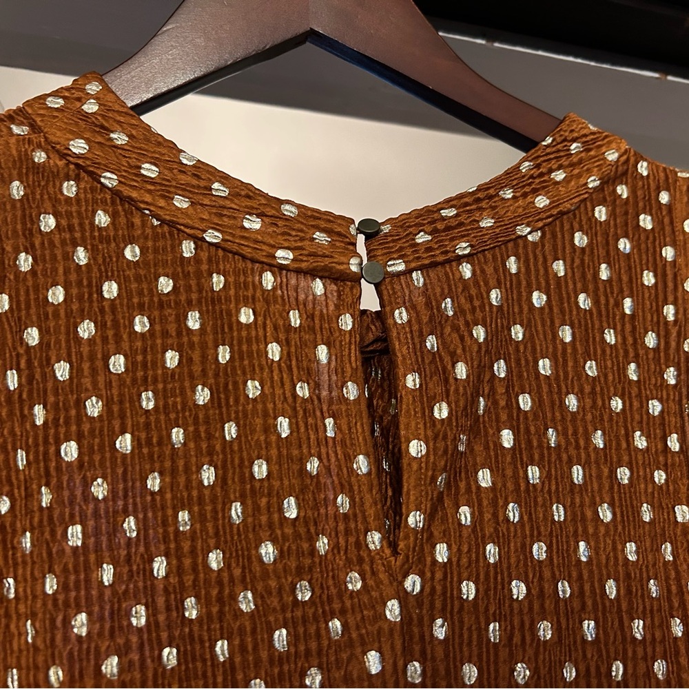 Anthropologie Rust Polka-Dot Tie-Neck Sleeveless Camisole - Picture 3 of 6